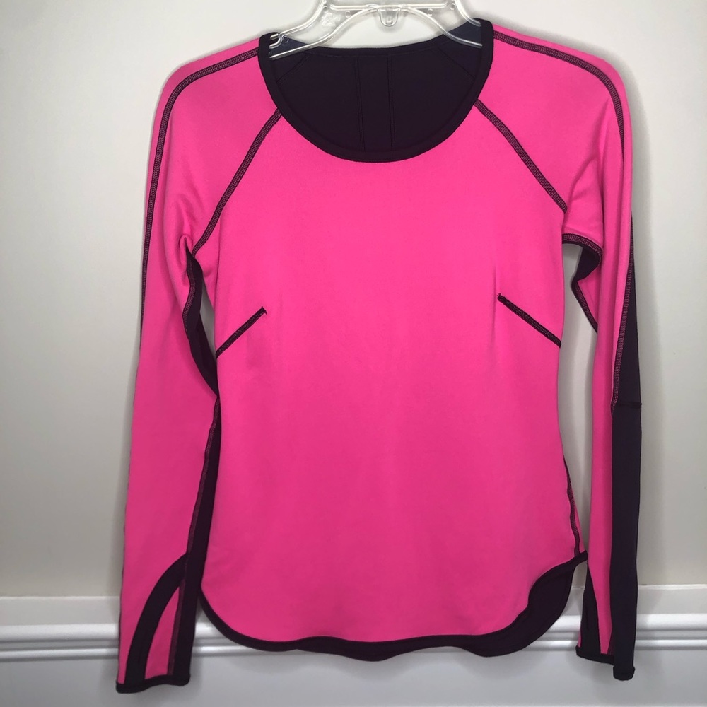 Lululemon Runder Under Reversible Long Sleeve Raspberry Glo Lite RULU Sz Small - Picture 5 of 16
